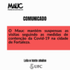 Cartaz com fundo branco do qual se sobressaem a logo do Mauc no canto superior esquerdo e o da UFC centralizado no rodapé, sobre o qual temos a frase "Leia o texto abaixo". Ao centro temos um retângulo vermelho com informações do post acima.